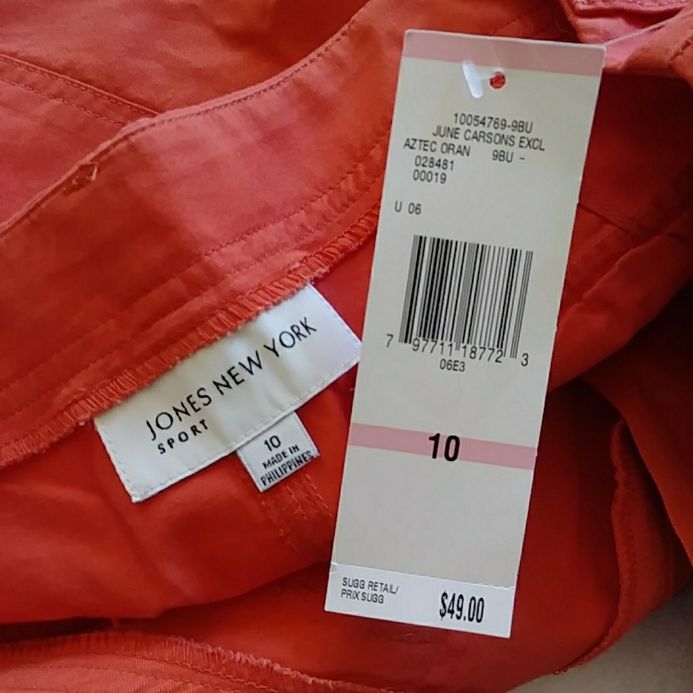 FINAL! NWT Jones NY Aztec Orange Cargo Shorts - Picture 6 of 6